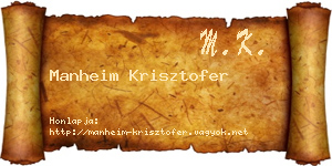 Manheim Krisztofer névjegykártya
